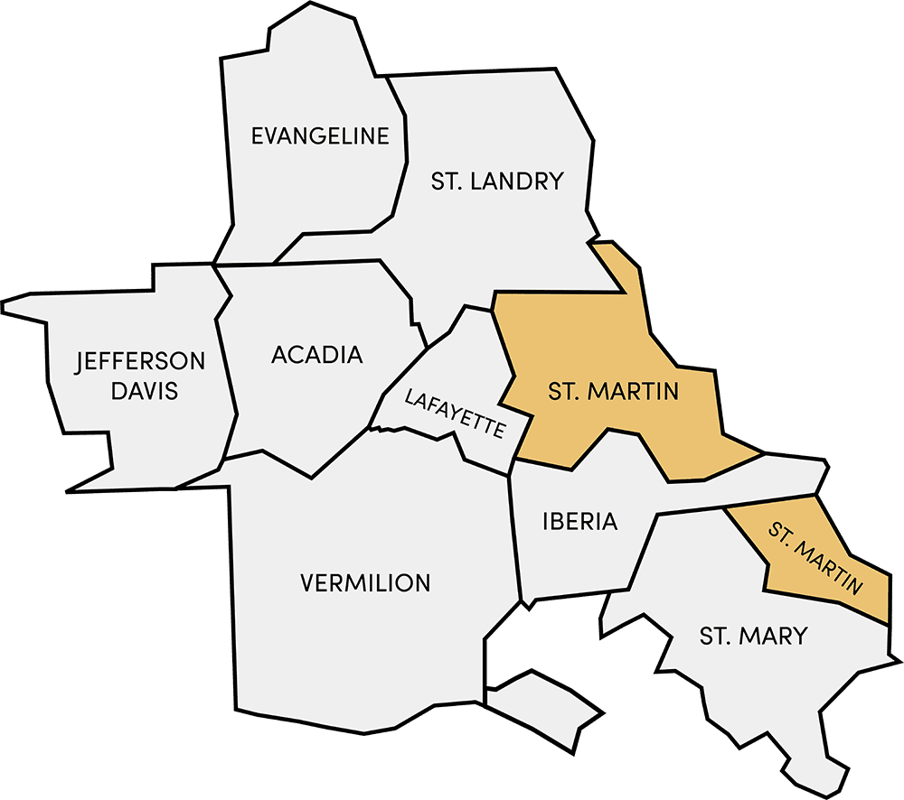 St. Mary Parish, Map of Acadiana, Louisiana
