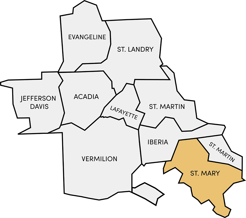 St. Mary Parish, Map of Acadiana, Louisiana